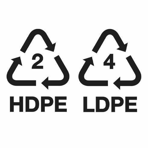 Symbolerne for HDPE og LDPE.