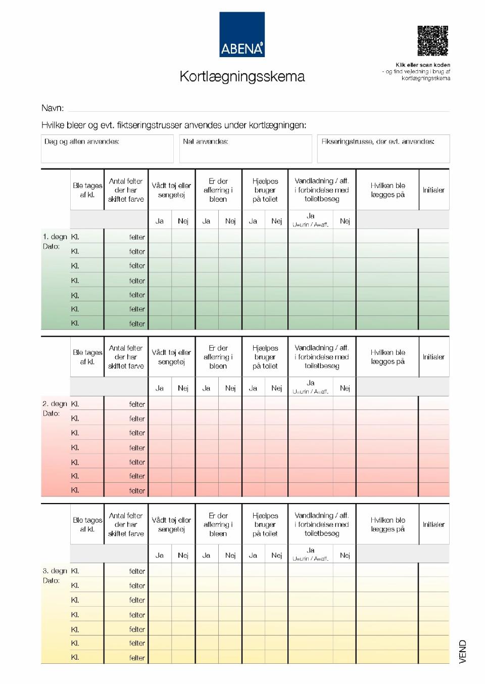 Forside af kortlægningsskema